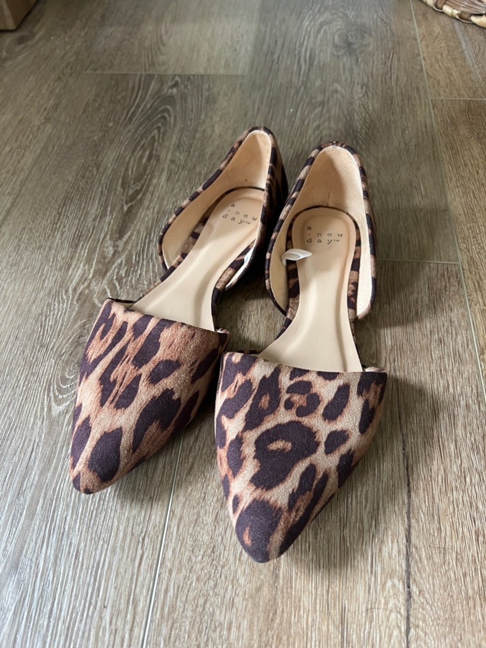 a new day Leopard Print Pointed D'Orsay Flats - Brown